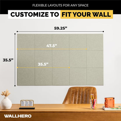 Corkboards for Wall, 59"x36" | 15 Pack | Cork Board Squares, Pin Up Board, Office Board for Wall, Big Bulletin Board, Cork Roll with Adhesive Backing (Sage Green)