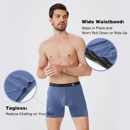 BAMBOO COOL Men's Ultra Breathable Underwear,No Riding Up Boxer Briefs with ComfortFlexible Waistband,Multipack