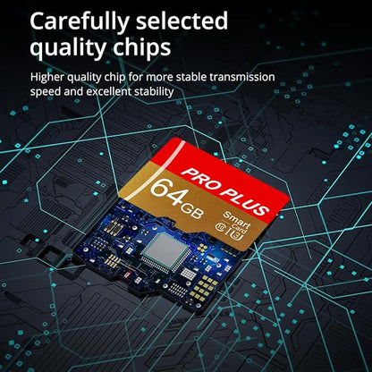 2 Pack Memory Card 64GB with Adapter, High Speed TF Card, UHS-I C10 A1 Memory TF Card for Tablet/Mobile Phone/Camera/Car Audio/Game Console (TF162 Red Gold 64GB)