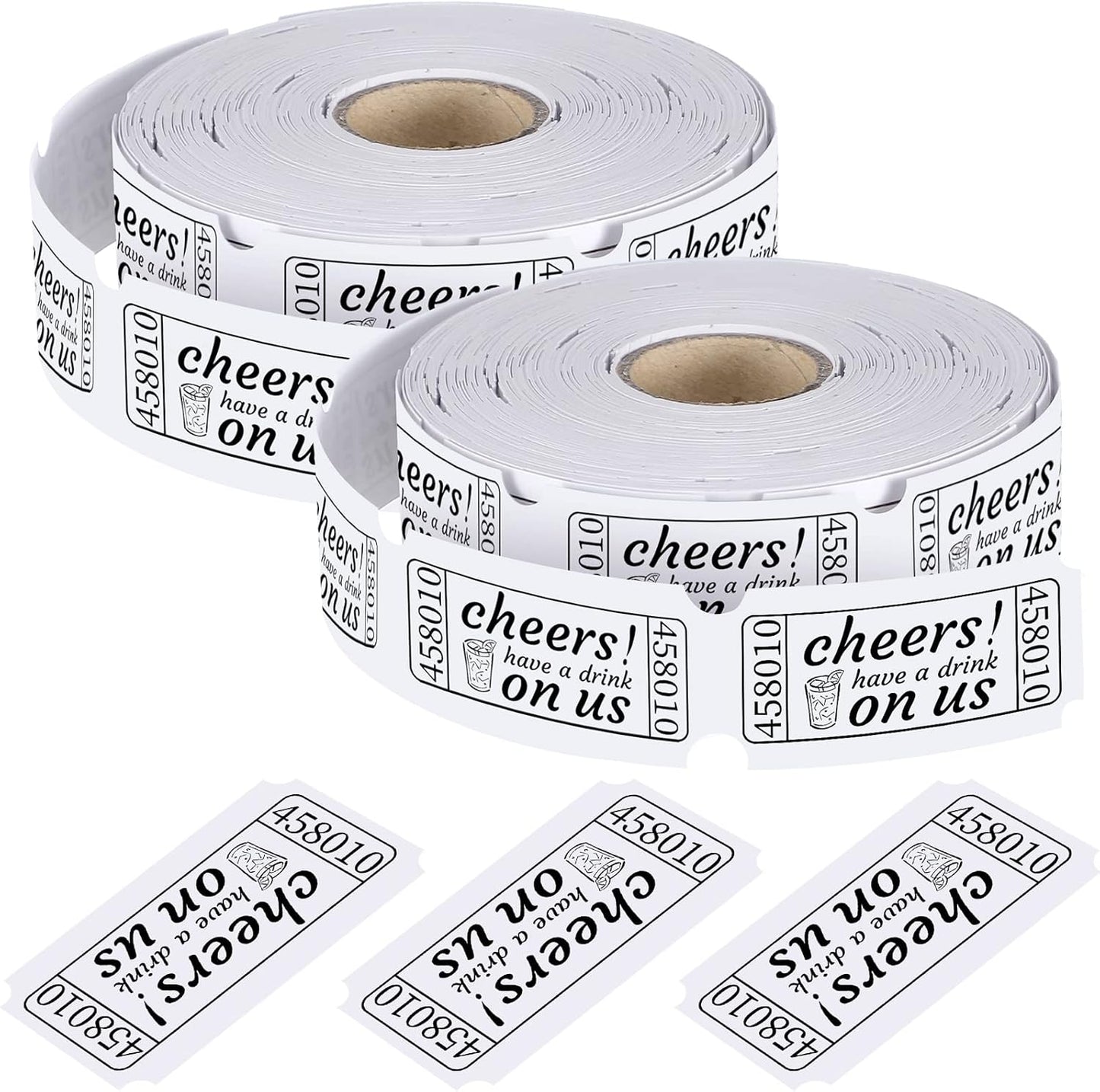 TaoBary 2 Rolls 1000 Pcs Free Drink Ticket Roll Raffle Party Tickets for Events Wedding and Parties(Wedding)