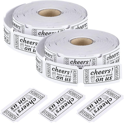 TaoBary 2 Rolls 1000 Pcs Free Drink Ticket Roll Raffle Party Tickets for Events Wedding and Parties(Wedding)