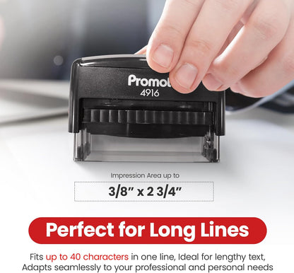 Promot Self Inking 1 Long Line Custom Stamp - Personalized Name Stamp for Office, Teacher, Address & Business Label Stamp - Choose Font, Ink Color, Pad, for Personal & Professional Use