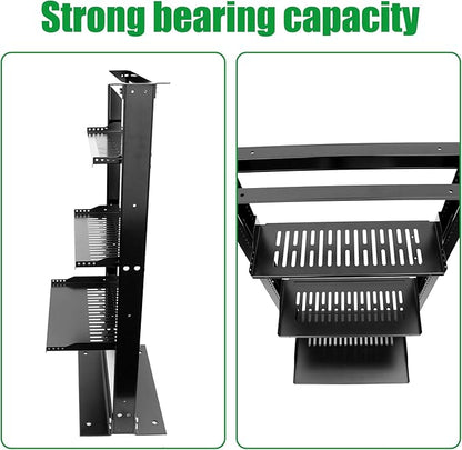 Server Rack Shelf-Universal Vented Rack Mount Cantilever Tray for 19" Network Rack & Cabinet - Heavy Duty Steel - Weight Capacity 55lb-1U H 10" D/ 2 Pieces Packaging GLOBALRACK (1U12, 12INCH)