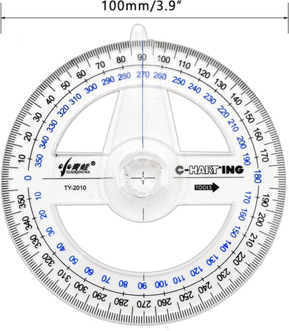 360° Protractor Pack of 5 Protactors Plastic Protractor Math Protractors Clear Protractor Ruler Drafting Tools Circle Protractor for Geometry
