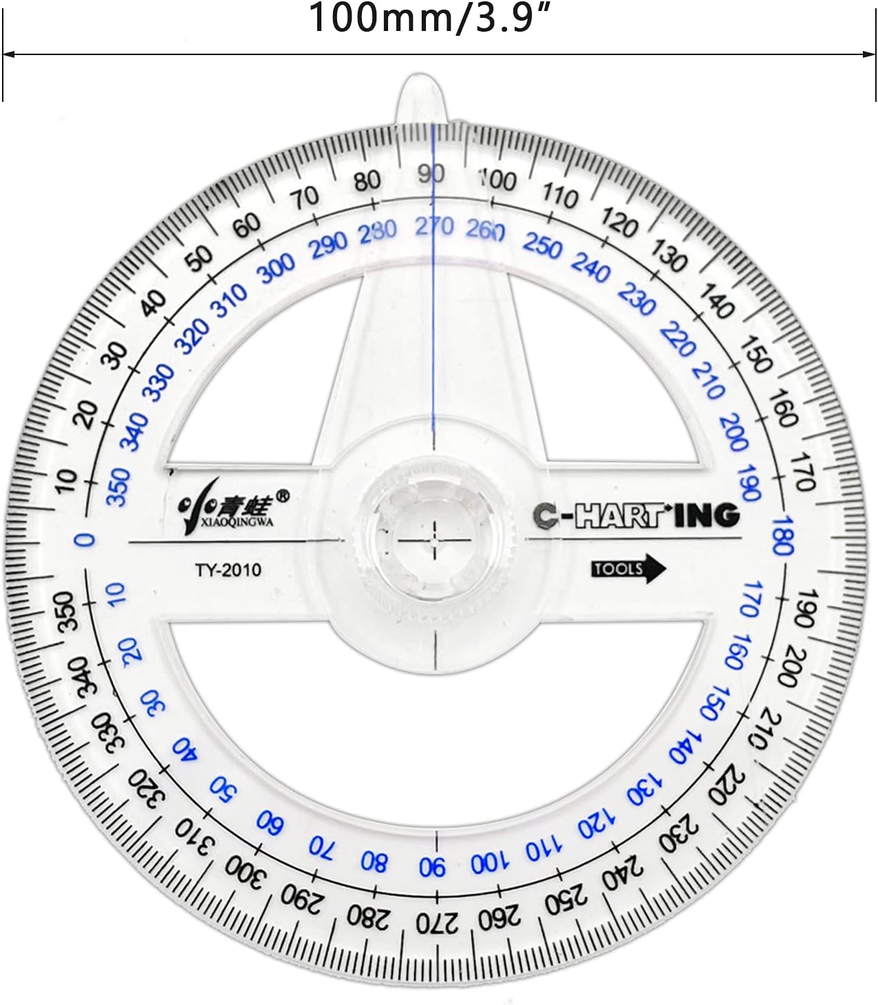 360° Protractor Pack of 2 Protactors Plastic Protractor Math Protractors Clear Protractor Ruler Drafting Tools Circle Protractor for Geometry