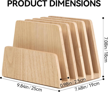 KIRIGEN Desktop File Document Holder Stand 5 Slots Mail Paper Organizer Desk Sorter Holder for File Document Organizer Stand for Home Office (5KWJJ-NA)