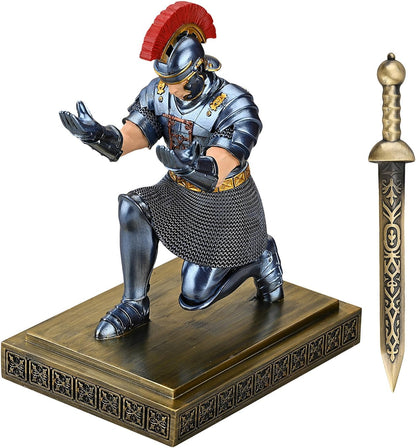 Roman Praetorian Warrior Knight Pen Holder Desk Ornament Resin Pencil Holder Desk Accessories and Organizer for Office with a Letter Opener (Blue)
