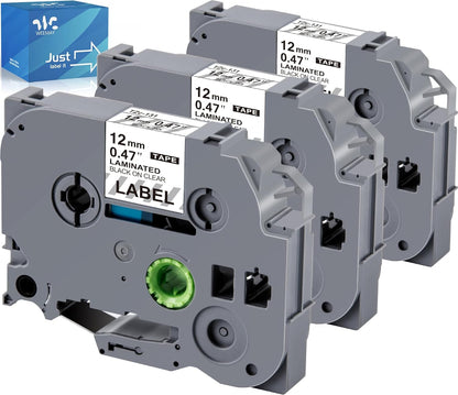 Weemay 3X Clear Label Tape Replacement for Brother Label Maker TZe Tz Tape 12mm 0.47 Laminated Clear TZe131 131 for PT H110BP D210 D220 P710BT P300BT D400 D200 H111 D600, 1/2 Inch x 26.2 Ft