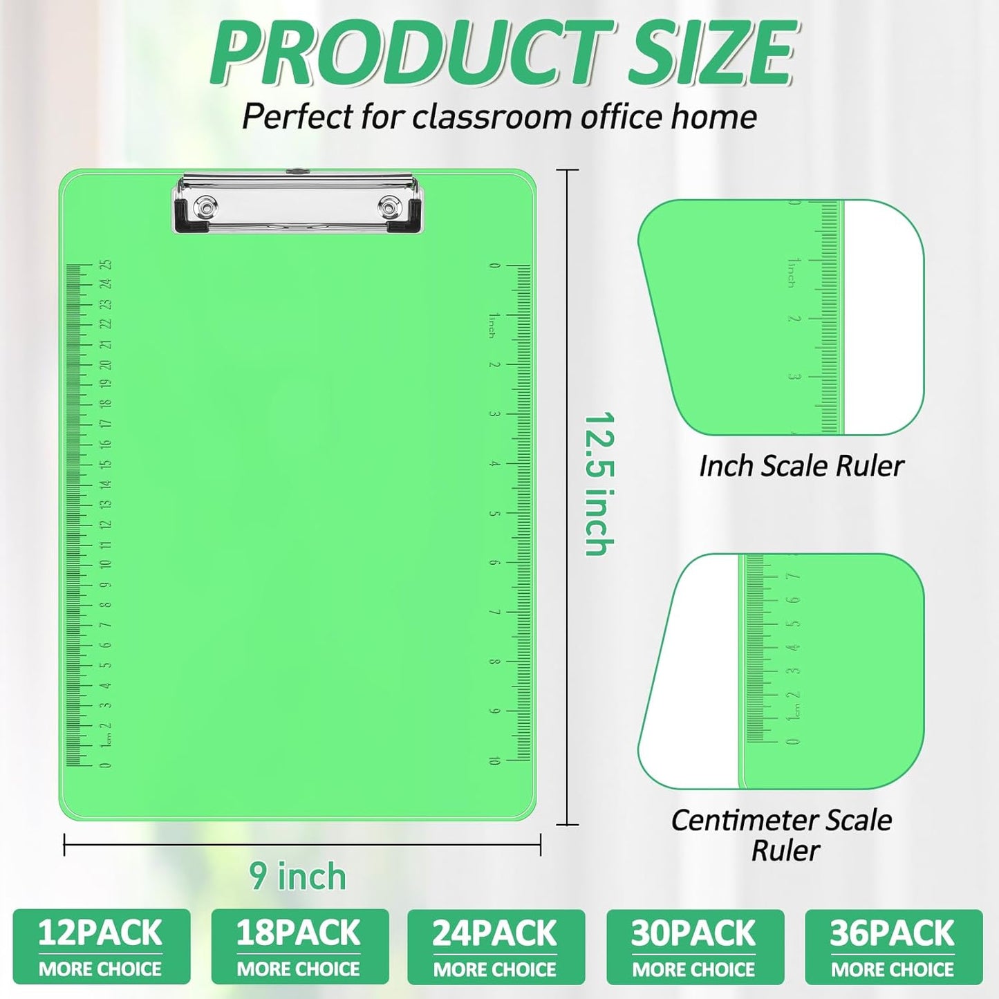 Plastic Clipboards, PANDRI 30 Pack Clear Colored Clipboards, Low Profile Clip Board 12.5 x 9 Inch Standard Letter Size, Office Supplies Classroom