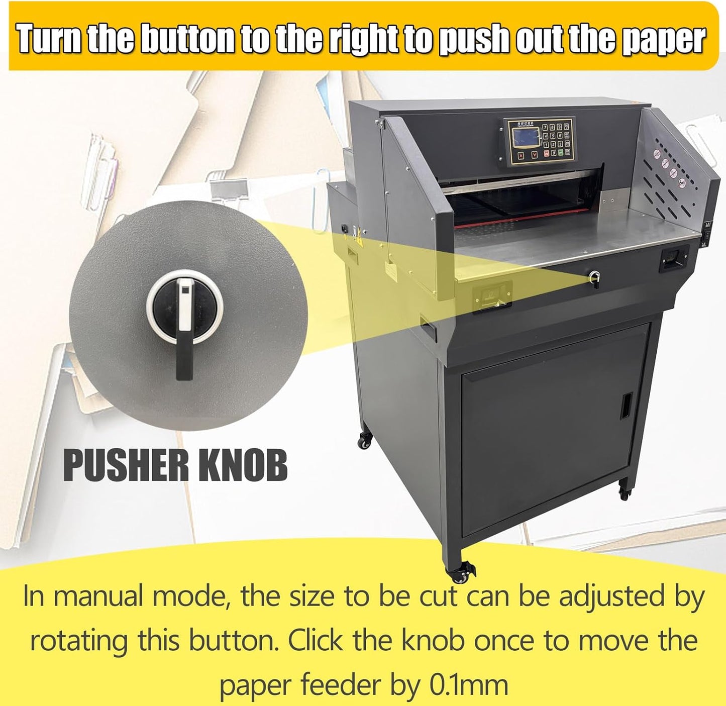 TECHTONGDA 110V Electric Paper Cutter Automatic Cutting Paper Machine with Extra Knife Pad, Heavy Guillotine Paper Cutter 3.15in Cutting Thickness, 19.3" Cutting Length