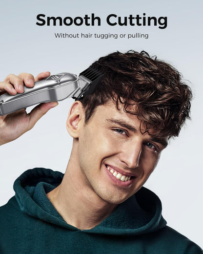 GLAKER Hair Clippers for Men Professional - Cordless Clippers and Trimmers Set, Complete Barber Kit for Hair Trimming & Beard Grooming, Mens Haircutting Kits for Blending & Fade Cuts (Silver)