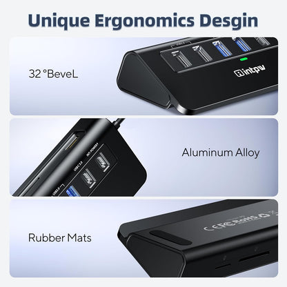 USB C Hub, INTPW 9-in-1 USB C to HDMI Adapter with 4K HDMI, PD 100W, USB-C and 2 USB A 3.0 5Gbps, 2 USB A 2.0, SD/TF Slots for MacBook Pro/Air, iPad Pro, iPhone 15/16 Series and Other Type C Devices