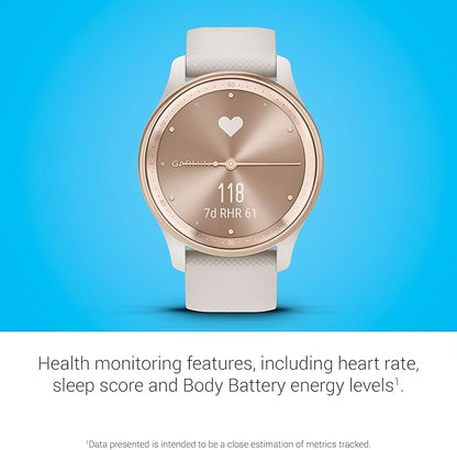 Garmin Vivomove Trend, Stylish Hybrid Smartwatch, Long-Lasting Battery Life, Dynamic Watch Hands and Touchscreen Display, Black (Renewed), Adjustable