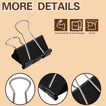 Binder Clips, Qimailer Medium Clips,36 Pcs 1.25 Inch,Black Metal Binder Clips and Paper Clips for Office, Home, School