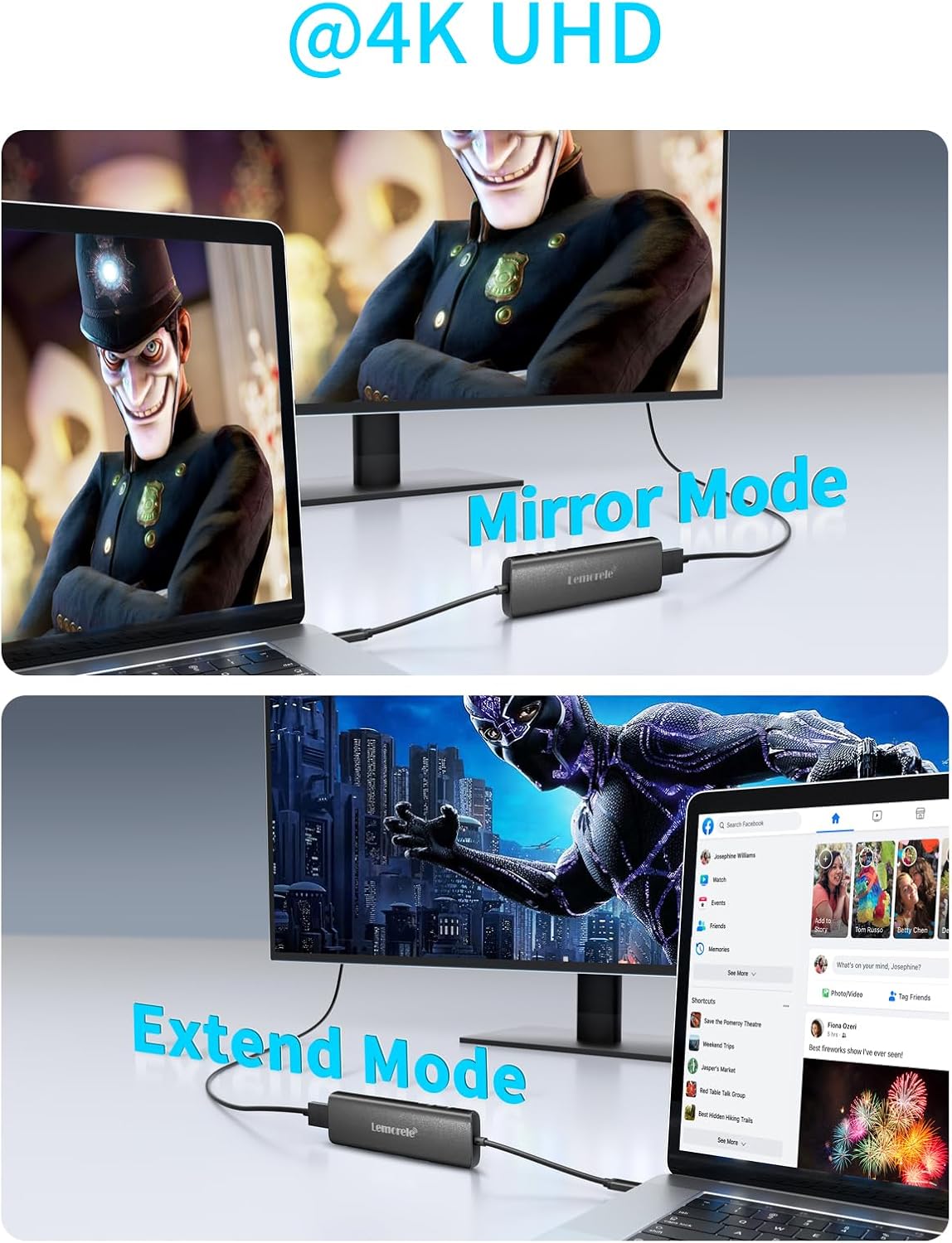 Lemorele USB C Hub 8-in-1 Adapter, USB-C Hub with 4K HDMI Output, 100W Power Delivery, USB 3.0 5Gbps Port, SD/TF Card Reader Adpater, Compatible for MacBook Pro, XPS, Chromebook and More（Black）