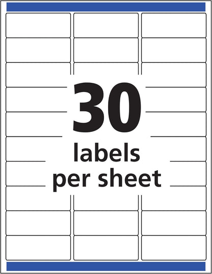 Avery Printable Address Labels with Sure Feed, 1" x 2-5/8", Matte Clear, 750 Blank Mailing Labels (08660)