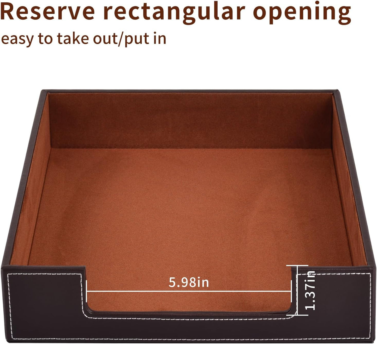 PU Leather 1-Layer Stackable Office File Document Tray Case Rack Paper Letter Tray Desk File Document Organizer Holder (Coffee)