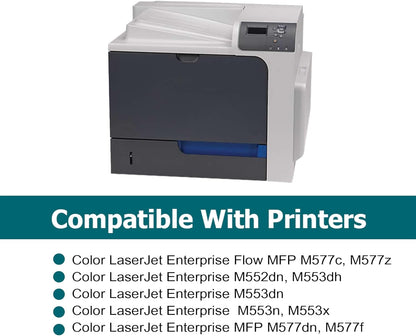 4 Pack Replacement for HP 508A Toner Cartridges Works with HP Color Laserjet Enterprise M553,M552,Color Laserjet Enterprise MFP M577 Series Ink (Black,Cyan,Magenta,Yellow)