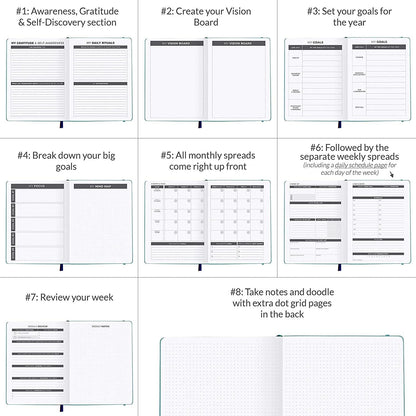 Clever Fox Daily Planner – Undated Planning Notebook with Hourly Schedule & To-Do List – Personal Day Task & Work Organizer, 6 Months (Emerald)