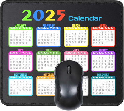 Calendar Mouse Pad 9.5 X 7.8 in, Mouse Pads with Stitched Edges and Non-Slip Rubber Base, Home Office Desk Decor Accessories for Computer Laptop Work Gaming (White 2025)