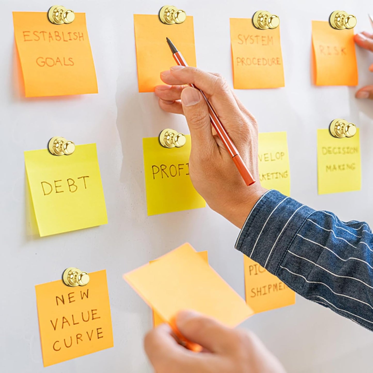 MIKEDE Whiteboard Magnets - 60pcs Small Gold Neodymium Refrigerator Magnets for Whiteboard, School, Classroom, Kitchen and Map