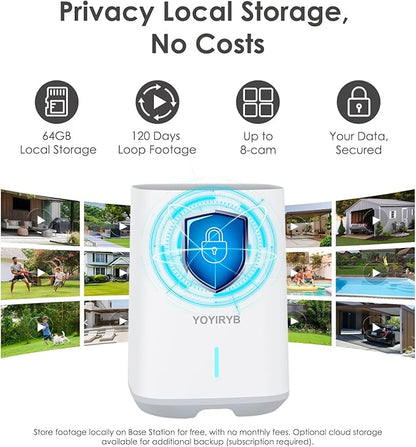 4K Security Cameras Wireless Outdoor, No Subscription, [2026 NEW] Solar-Powered Home Security Camera System with 360° Auto Tracking, Color Night Vision, 64GB Local Storage, 5G & 2.4G WiFi, Easy Setup