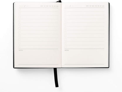 Daily to Do Checklist Notebook, Task Management, Organizer Planner, Hardcover, Ribbon Bookmark, 5.8 x 8.3”, A5 size, 110 Sheets (Black)