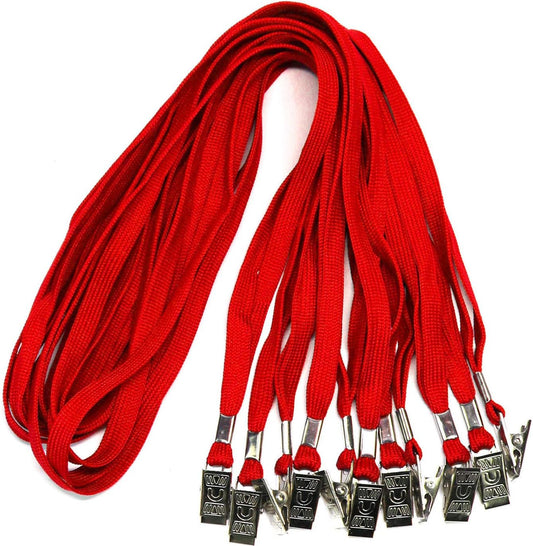 Ollain Badge Lanyards Neck Bulk Cruise Lanyards Lanyard with Clip for ID Card Name Tags Badge Holders (Red, 100 Pack)