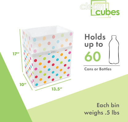 | 13 Gallon Disposable Trash Cans (3-Pack) with Fitted Trash Bags - Reusable Garbage and Recycling Bins for Parties, Events, and More (Polka Dot - 17" Height x 13.5" Width x 10" Depth)