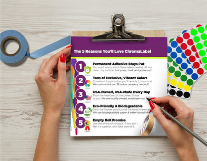 ChromaLabel 3 Inch Round Label Permanent Color Code Dot Stickers, 500 Labels per Roll, Fluorescent Purple