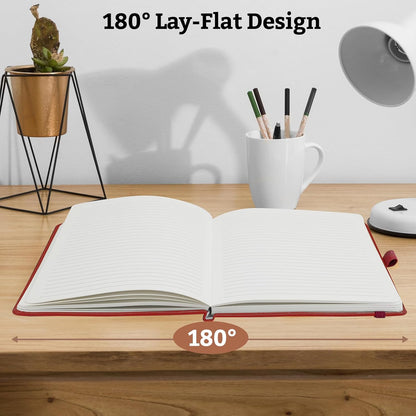 2Pack Lined Hardcover Journal Notebook, A5 192 Pages 100Gsm Thick Paper College Ruled for School,Note Taking,Work,Diary，5.7"*8.3",Burgundy