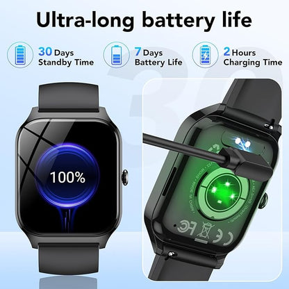 Smart Watch for Men Women, 1.85" HD Fitness Tracker with Bluetooth Calls/AI Voice Control, IP68 Waterproof, 115+Sports Modes, 24/7 Heart Rate/Sleep Fitness Watch Compatible with iOS/Android Grey