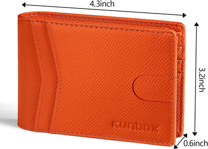 RUNBOX Wallet for Men Slim Rfid Leather 2 ID Window With Gift Box