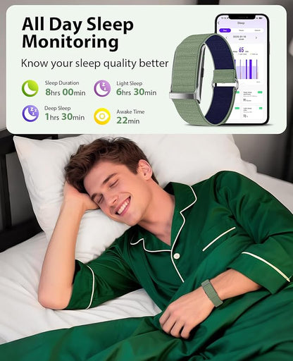 Smart Bracelet, Wearable Activity & Fitness Tracker Band, 24H Sleep Tracker, All-Day Continuous Heart Rate Blood Pressure Stress HRV Monitor, 173 Sport Modes Smart Wristband with 2 Bands, Free APP