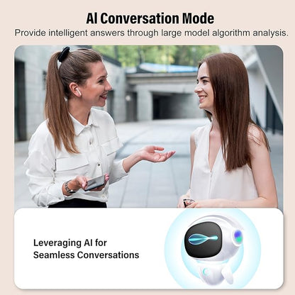 AI Language Translation Earbuds, 3-in-1 Translator Earbuds Real Time with 7 Translation Modes, with Audio and Video Call, 164 Language Bluetooth 5.3 Headphones Translating Device, Rose Gold
