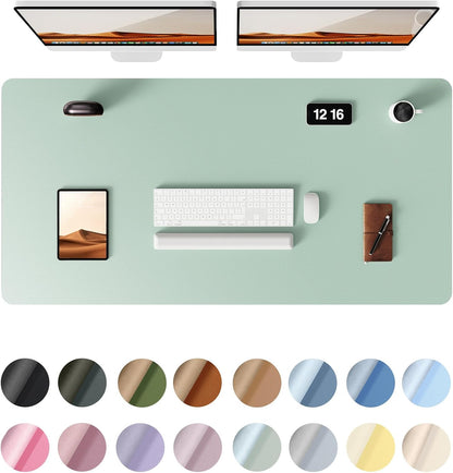 YSAGi Leather Desk Protector, Office Mat, Large Mouse Mat, Non-Slip PU Leather Blotter, Laptop Desk Pad, Waterproof Writing Pad for Office and Home (Pale Green, 47.2" x 23.6")