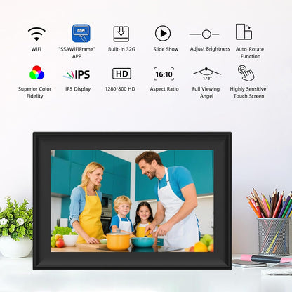 SSAWiFiFRAME Digital Picture Frame 10.1 inch Photo Frame with 50 Photos /200MB Video Sharing via Free APP 32 GB HD IPS Touchscreen, Gift for Grandparents, Parents (Birthday Christmas)