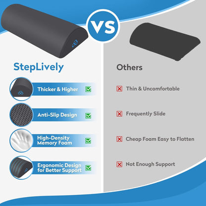 StepLively Foot Rest Ergonomic Pillow for Under Desk at Work, Anti-Fatigue Footrest Support Pillow for Fatigue & Pain Relief, Comfortable for Office Chair, Car Seat & Gaming Chair - Grey, Large