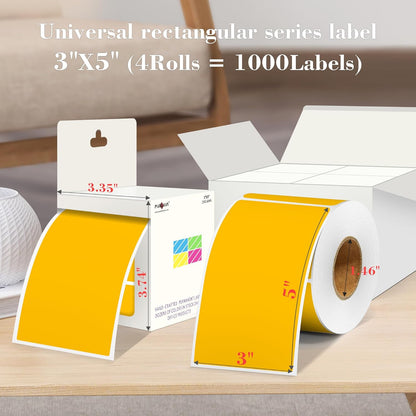 PARLAIM 3x5 inch Rectangle Color Code Stickers, 1000PCS 4 Rolls Square Adhesive Inventory Label, Fluorescent Orange