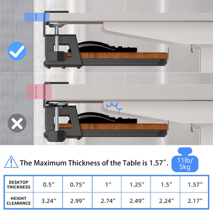 suptek Keyboard Tray Under Desk Pull Out with C Clamp Mount, Computer Keyboard & Mouse Tray, 25.6 (30 Including Clamps) x 11.8 inch Slide-Out Platform Computer Drawer for Typing, Dark Wood, DSF1SM