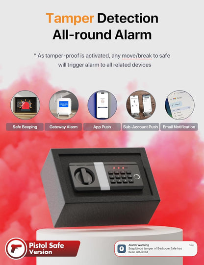 FORFEND Smart Home Safe | WiFi Safe Box App Lock/Alarm | Voice Command, Kidnap Alarm, Tamper Detect, Frozen Mode, Sub Account| Digital Safe Anti Theft