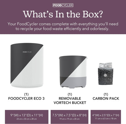 Eco 3 Compact Kitchen Food Recycler | Indoor Composter Bin Alternative | Electric Countertop Food Waste Disposer with Odorless 3.5L Indoor Food Waste Bin for Easy Waste Management | Grey