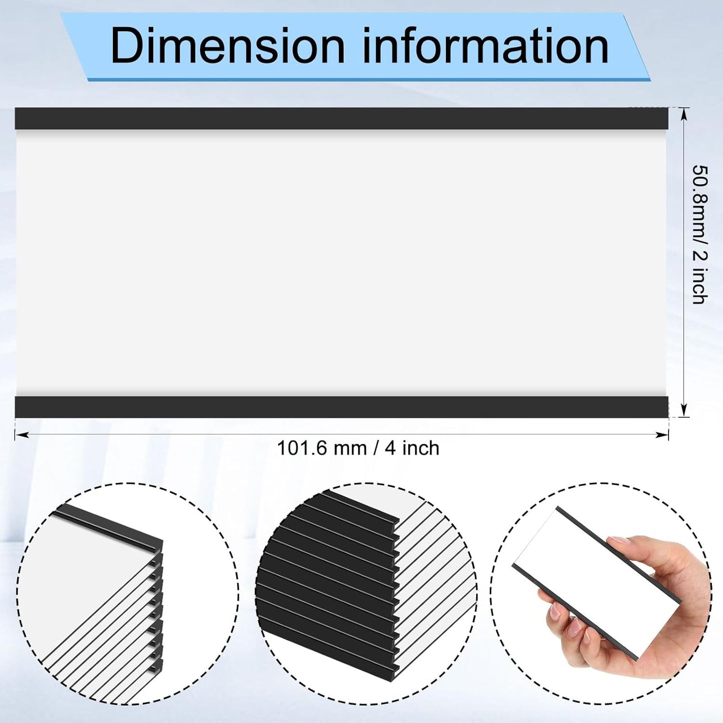 400 Pcs Magnetic Label Holders Bulk 4 x 2 Inch C Channel Magnet Labels Magnetic Name Tags 400 Clear Protective Films 800 White Replacement Card Inserts for Metal Racks Office Supplies
