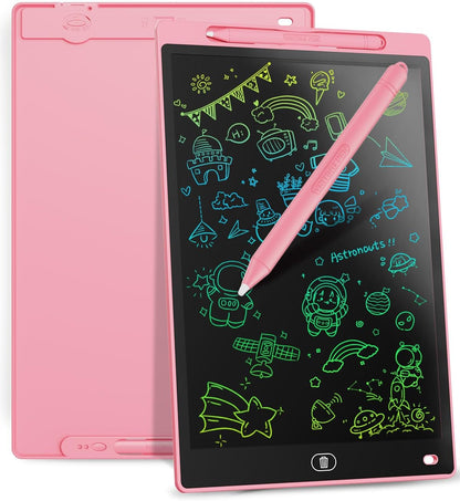 LCD Writing Board 16 Inches, Colourful Electronic Tablet, Portable Erasable Drawing Board, Graphic Tablet for Children's Games 3 4 5 6 7 Year Old Kid Boys Girls (Pink)