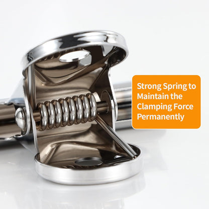 SIAMESE Bulldog Clips, 4 Pcs Binder Clips for Office & Kitchen, Multi-Purpose Binder and Food Bag Clamps for Sealing, Storage, Hanging (Silver)