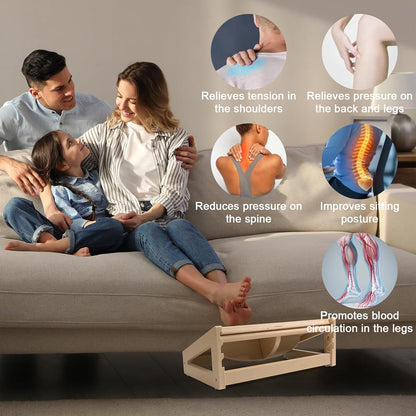 WOOD CITY Under Desk Footrest, 3 Heights Adjustable Foot Rest with Silicone Surface, 3 in 1 Non-Slip Foot Stool Improve Posture, Reduce Fatigue & Pain， Ideal for Home/Office/Gaming (Natural)