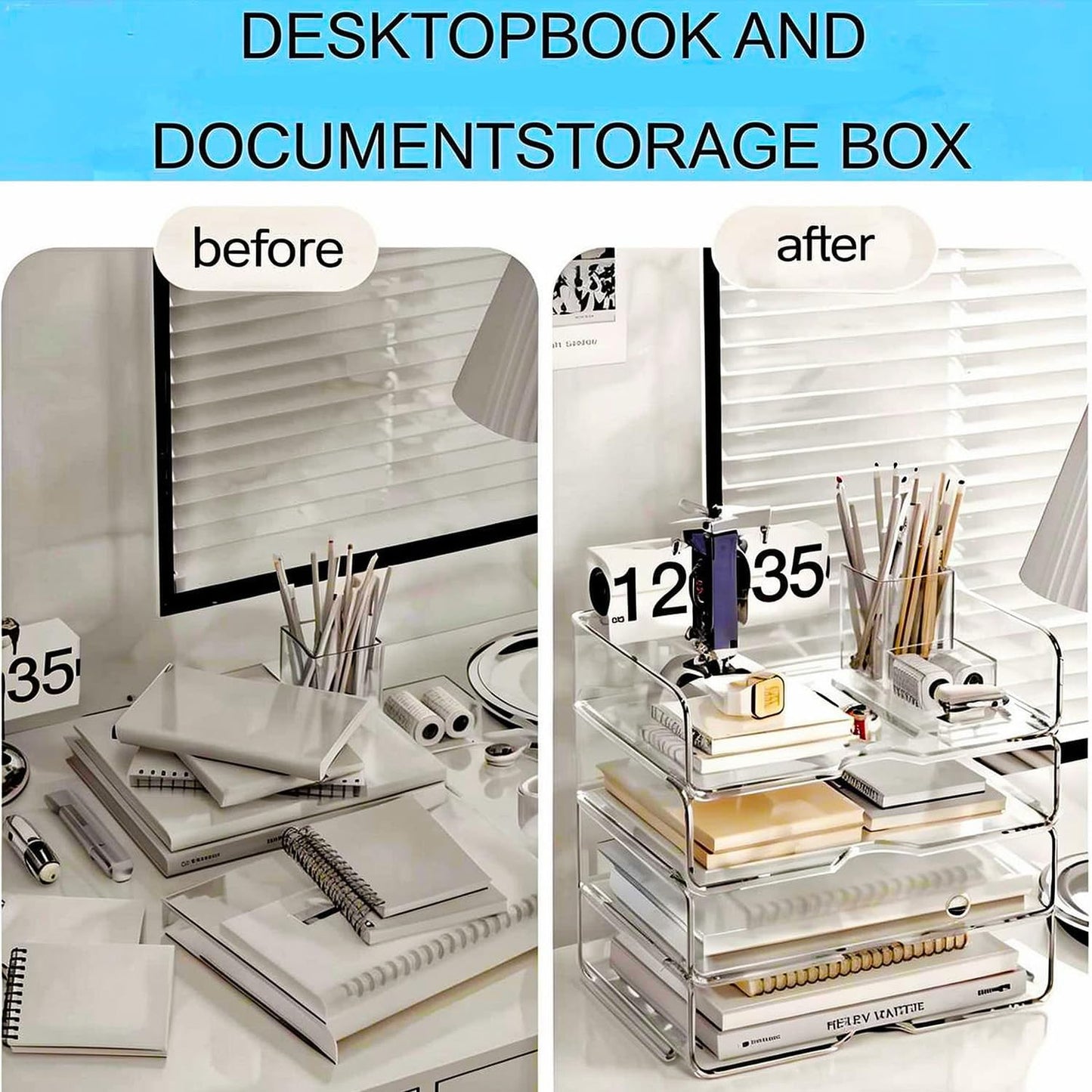 Large Capacity Desk Organizer, 4 Tier Paper Organizer, File Organizer for Desk, Stackable Paper Tray for Office, Home and School