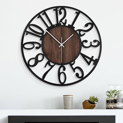24 Inch Large Metal Wall Clock with Voice and Light Sensor Night Light, Glow in The Dark Non-Ticking Silent Battery Operated Decorative Oversized Wall Clock for Bedroom Living Room Decor