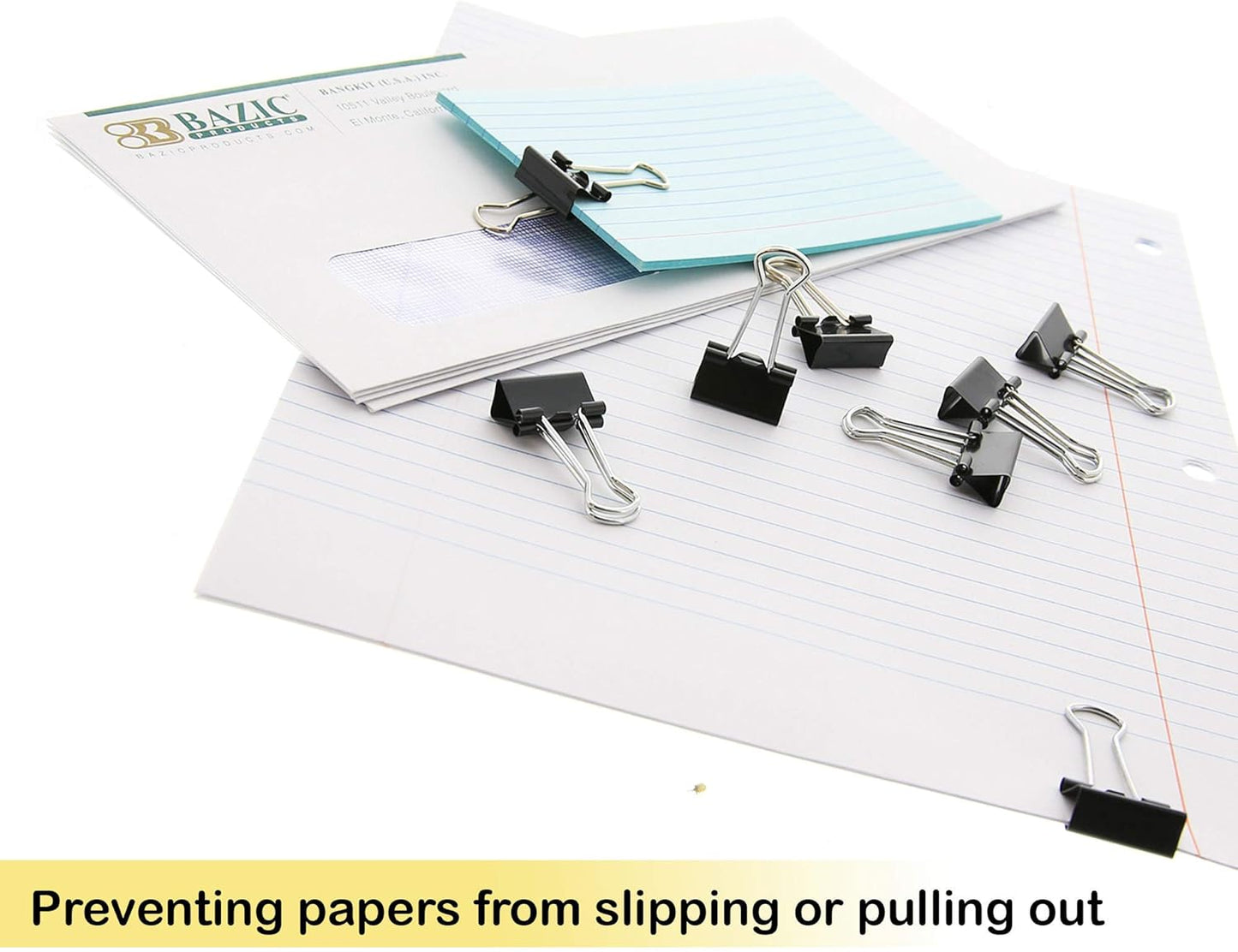 BAZIC Binder Clips Small Black 3/4" (19mm), Paper Clamps Paper Clip, Paperclips for Office School Supplies Home Kitchen Storage (12/Pack), 1-Pack