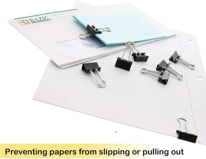 BAZIC Binder Clips Small Black 3/4" (19mm), Paper Clamps Paper Clip, Paperclips for Office School Supplies Home Kitchen Storage (12/Pack), 1-Pack